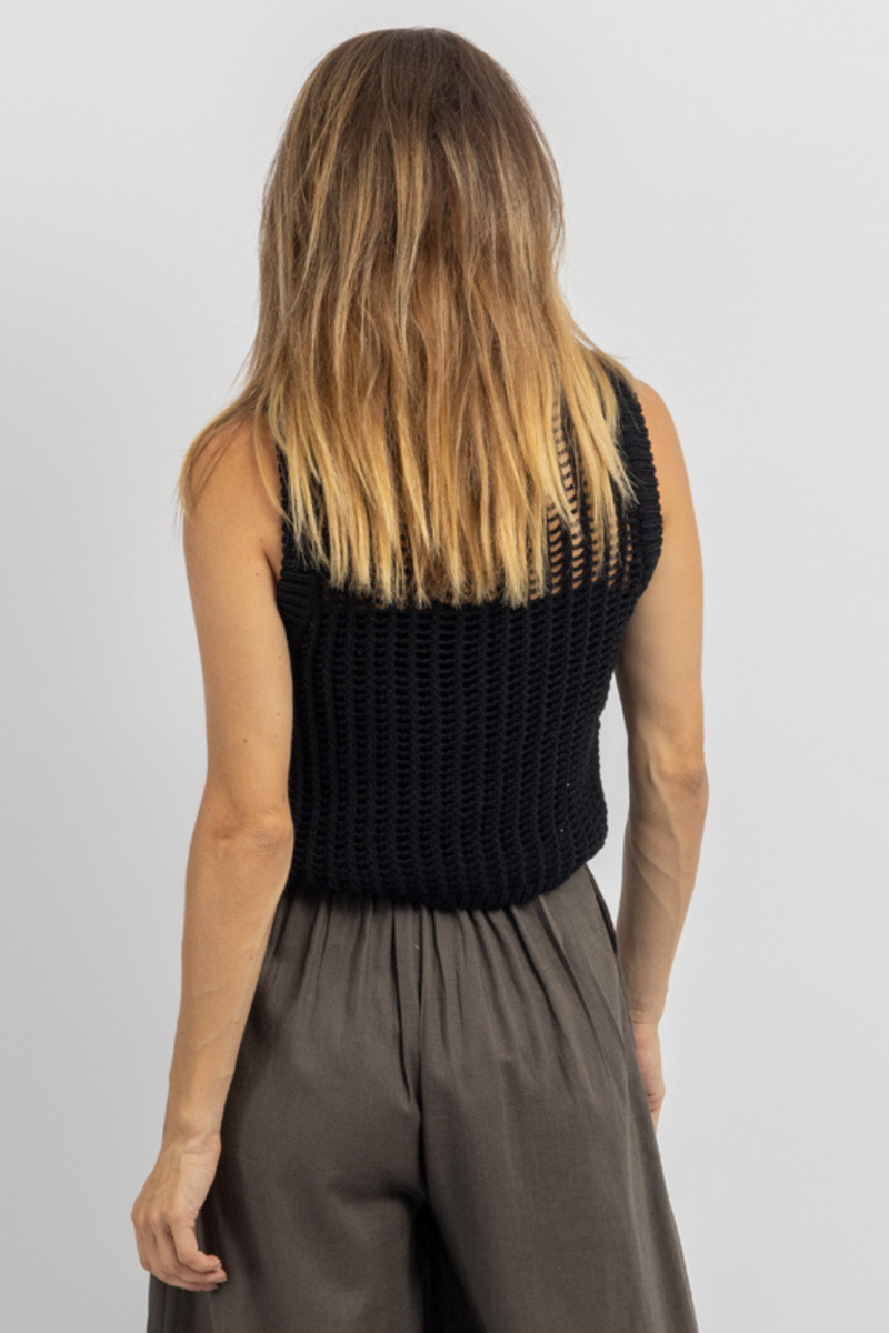 BRENTWOOD BLACK CROCHET TOP