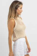 BRENTWOOD BEIGE CROCHET TOP