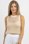BRENTWOOD BEIGE CROCHET TOP