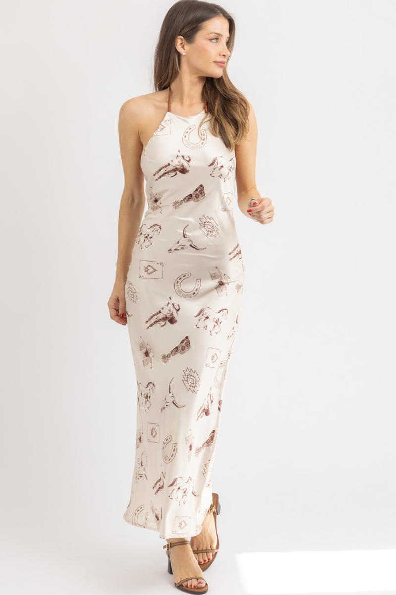 BRI HALTER PRINT MAXI DRESS