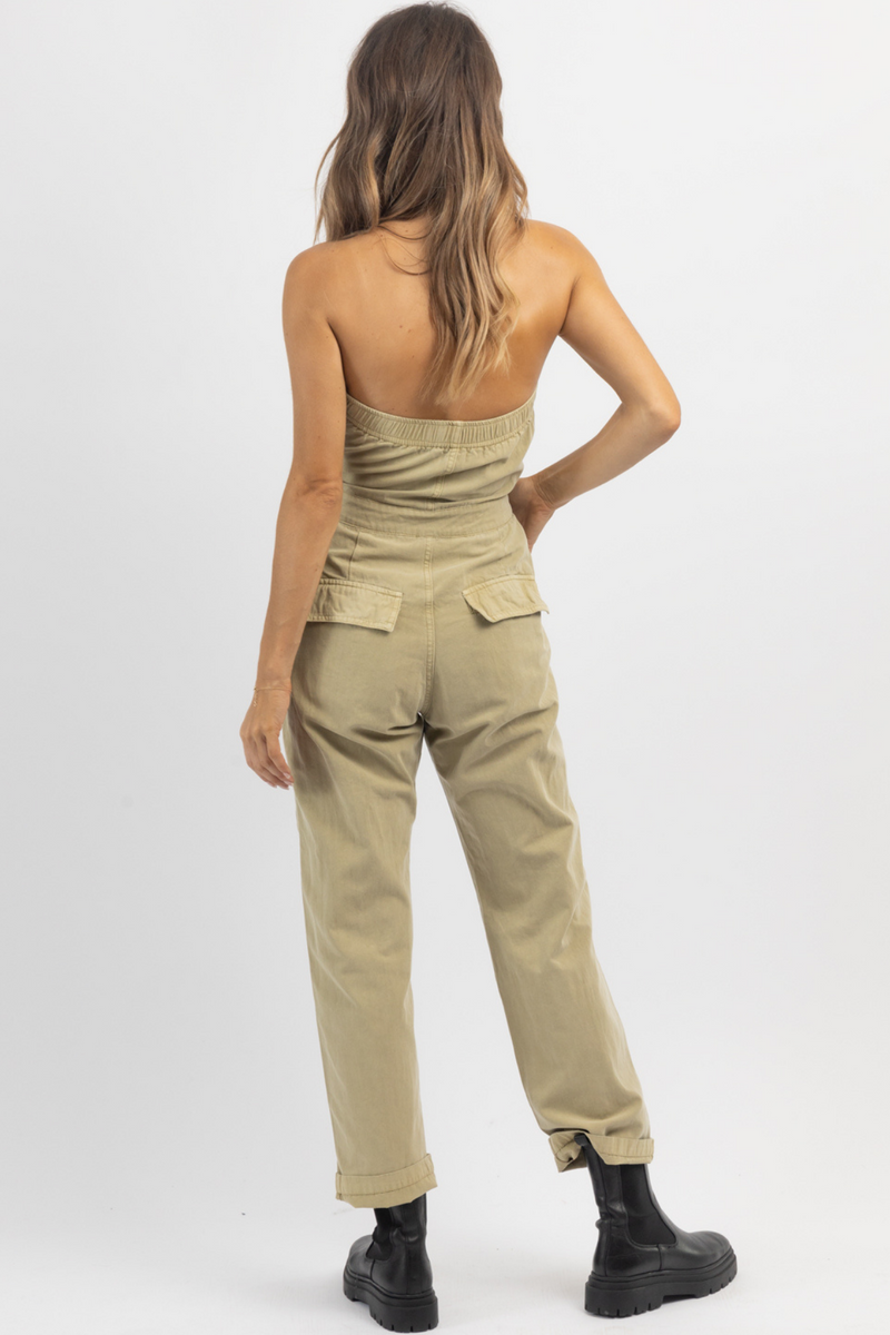 BROOKLYN OLIVE WASHED JUMPSUIT