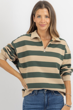 BROOKLYN GREEN STRIPE SWEATSHIRT