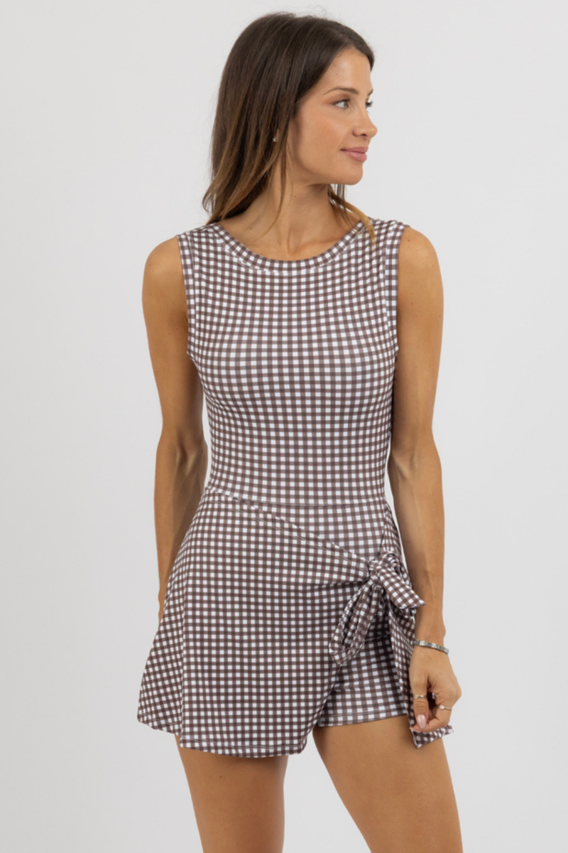 COURT BROWN GINGHAM DRESS