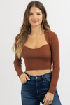 COGNAC LONG SLEEVE SWEETHEART CROP