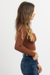 COGNAC LONG SLEEVE SWEETHEART CROP