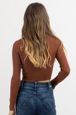 COGNAC LONG SLEEVE SWEETHEART CROP