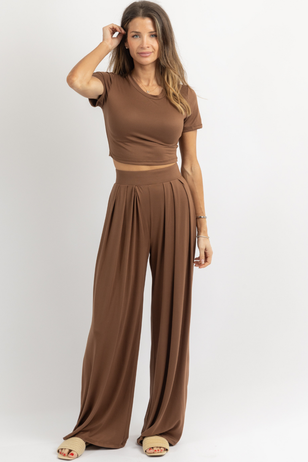 BUTTER SOFT BROWN PALAZZO PANT SET