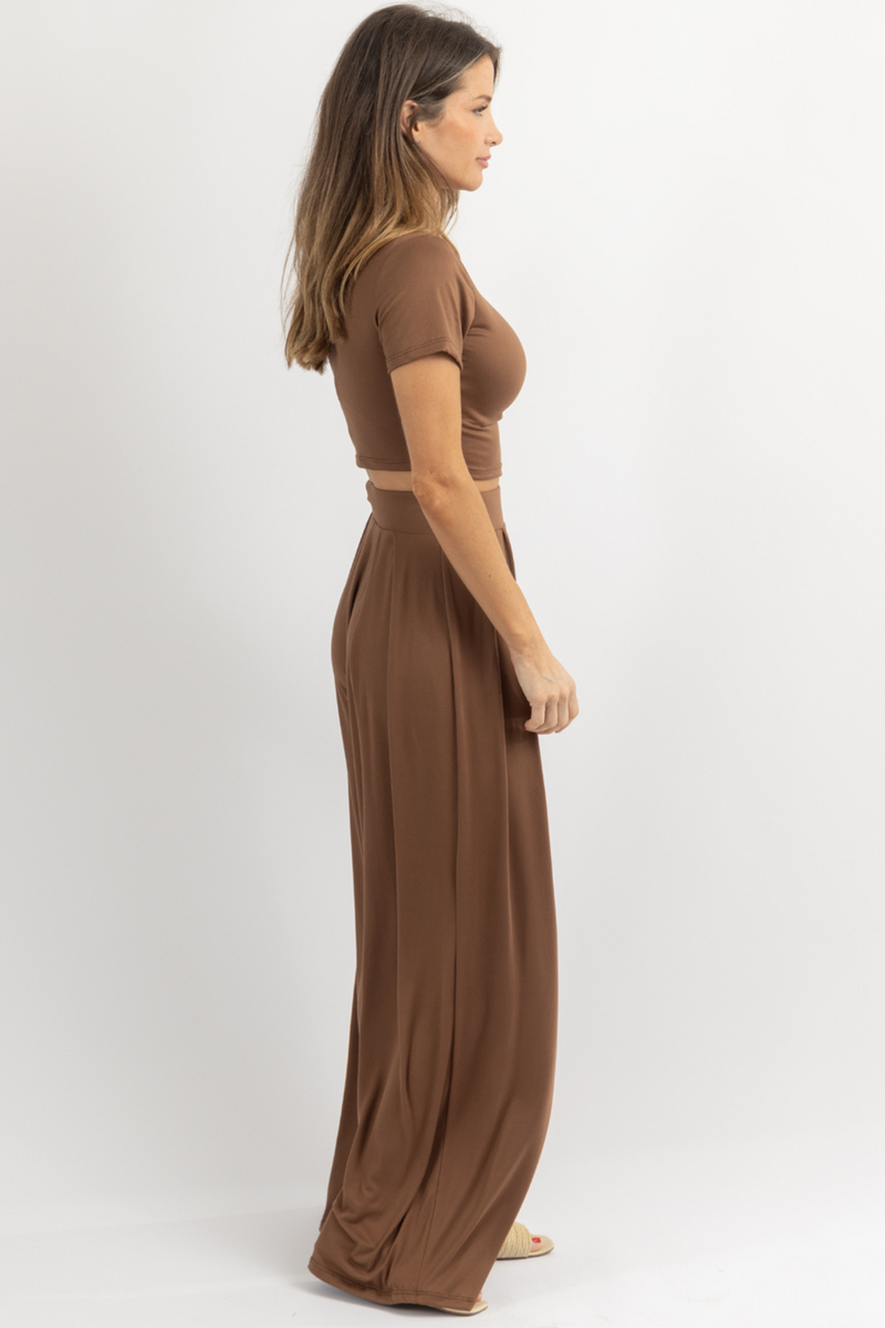 BUTTER SOFT BROWN PALAZZO PANT SET
