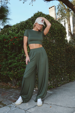 BUTTER SOFT OLIVE PALAZZO PANT SET *BACK IN STOCK*