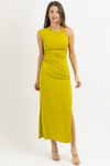 WARRIN LIME SHIRRED DRESS