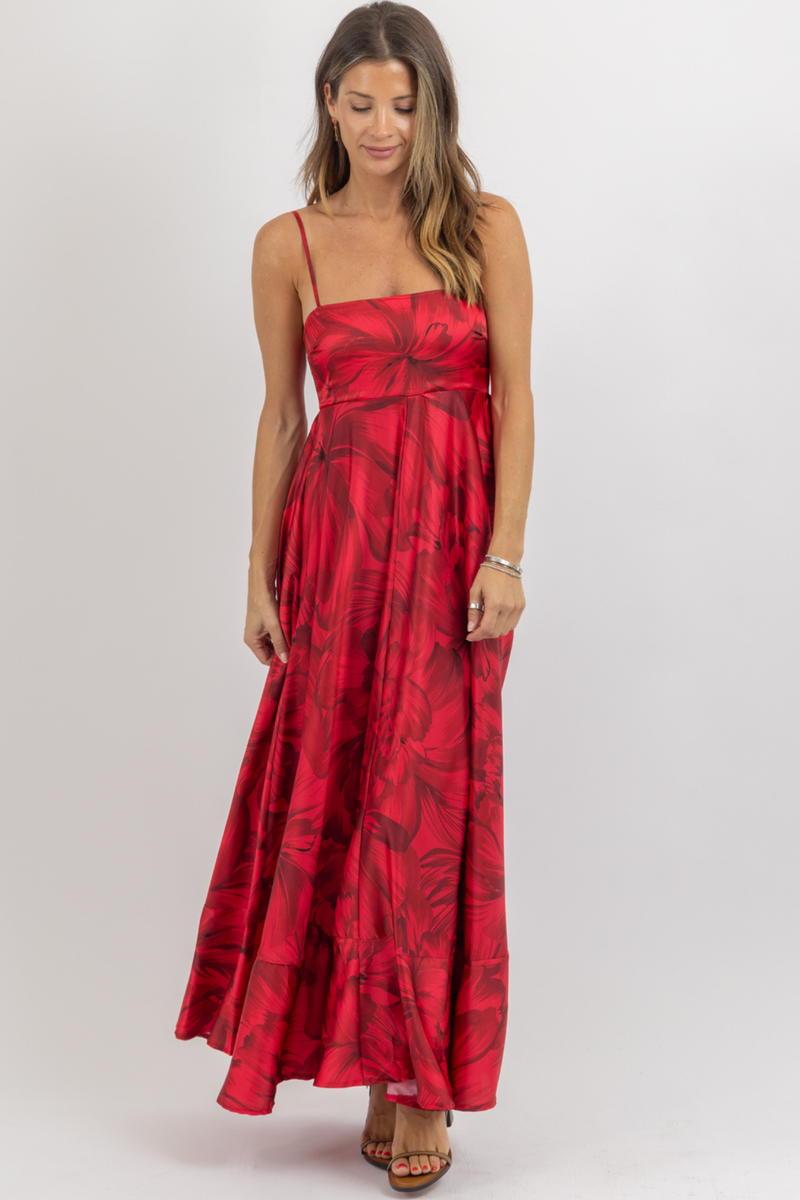 CADENCE RED FLORAL DRESS