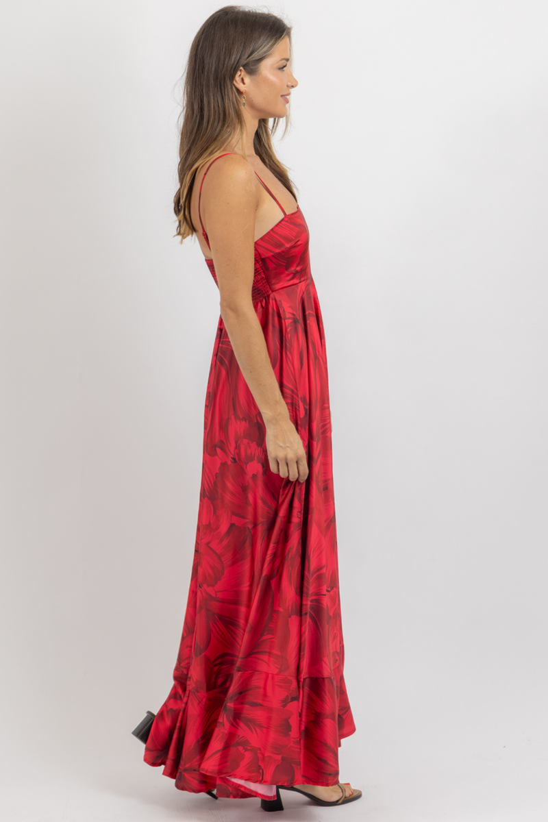 CADENCE RED FLORAL DRESS