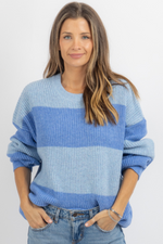 CARSON BLUE COLORBLOCK SWEATER