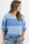 CARSON BLUE COLORBLOCK SWEATER