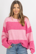 CARSON PINK COLORBLOCK SWEATER