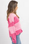 CARSON PINK COLORBLOCK SWEATER