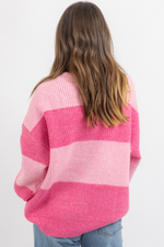 CARSON PINK COLORBLOCK SWEATER