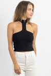 CASCADE BLACK MOCKNECK KNIT TOP