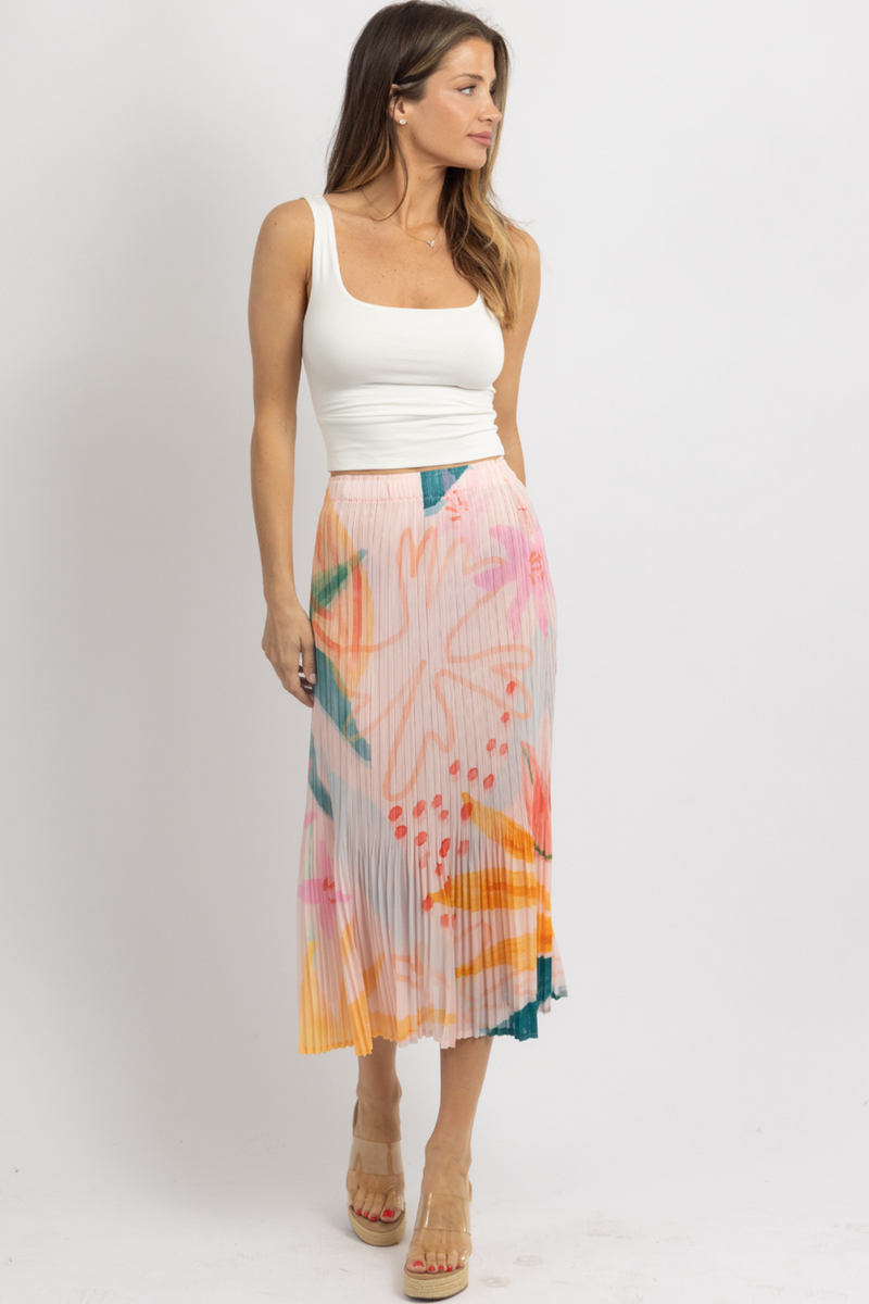 CASSIDY PLEATED FLORAL SKIRT