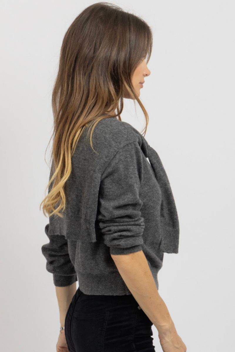 FELIX CHARCOAL SHOULDER SWEATER