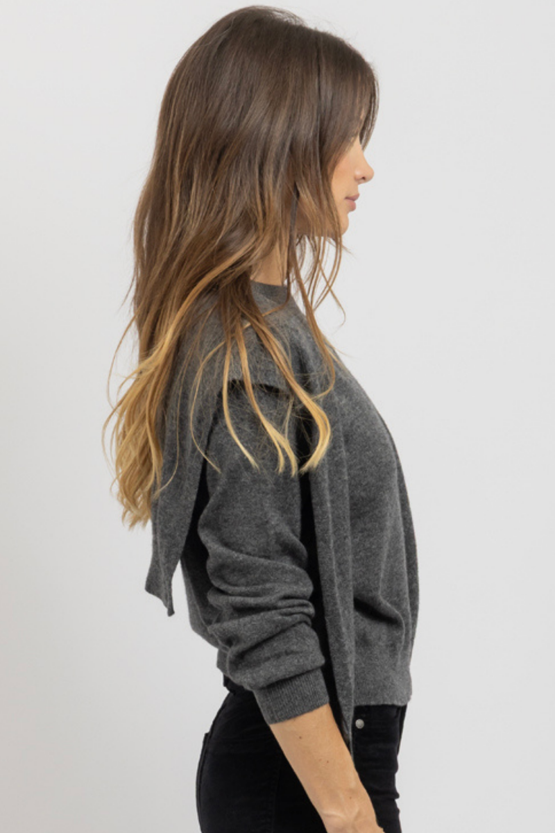 FELIX CHARCOAL SHOULDER SWEATER
