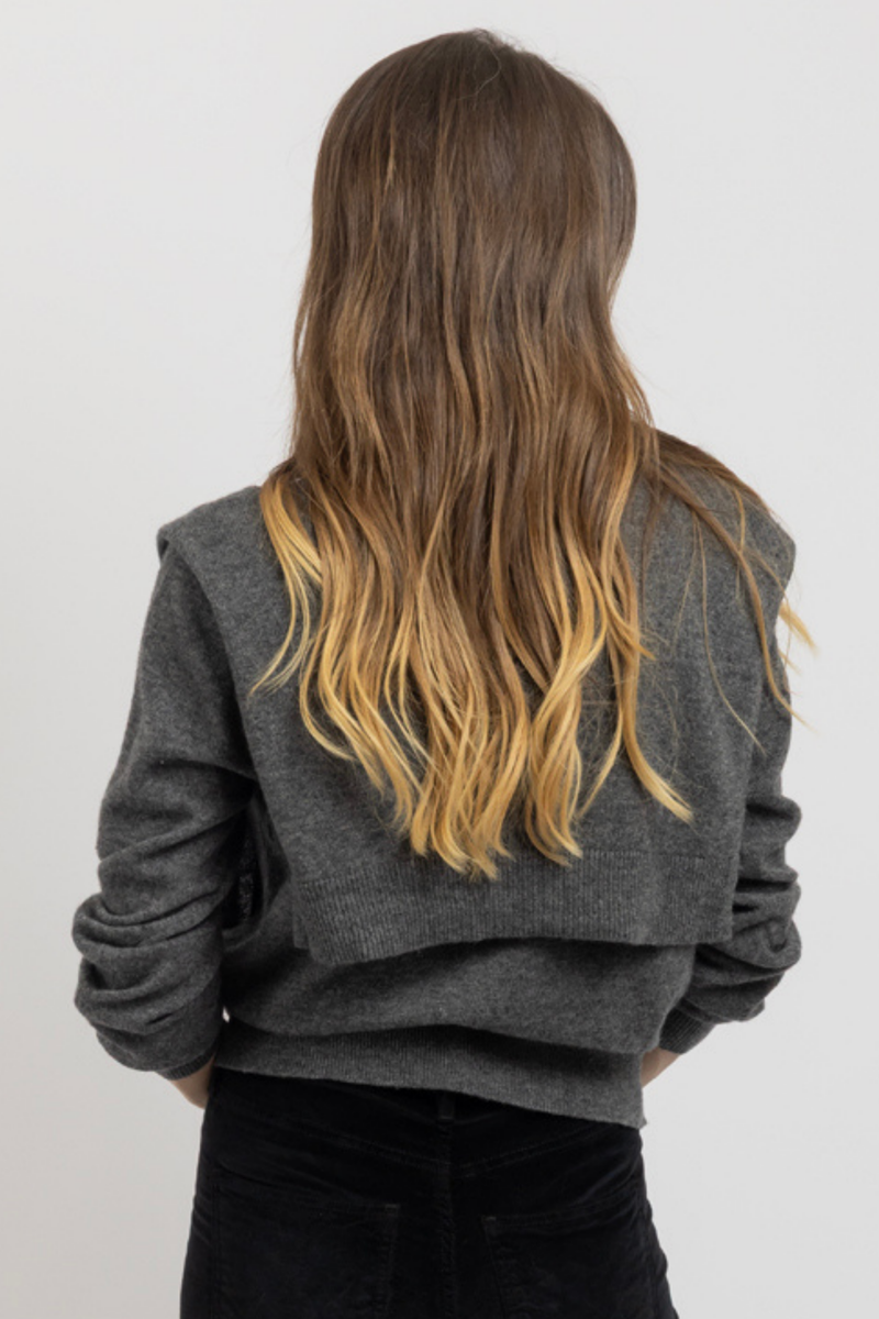 FELIX CHARCOAL SHOULDER SWEATER
