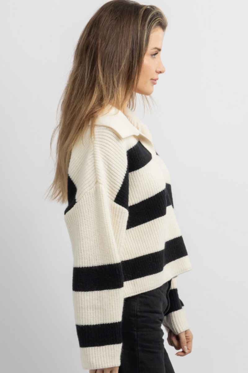 CHELSEY IVORY COLLAR CONTRAST SWEATER