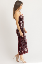 CHERRY SEQUIN MAXI DRESS