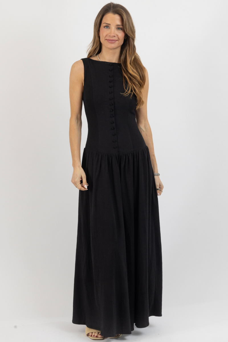 CHLOE BLACK LINEN DRESS