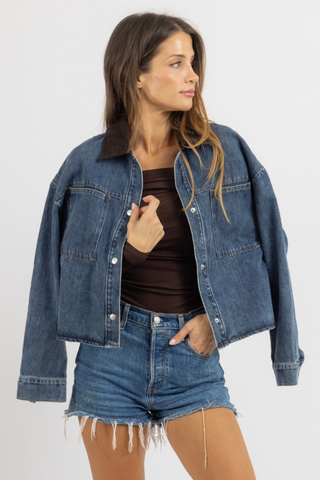COCOA COLLAR DENIM JACKET