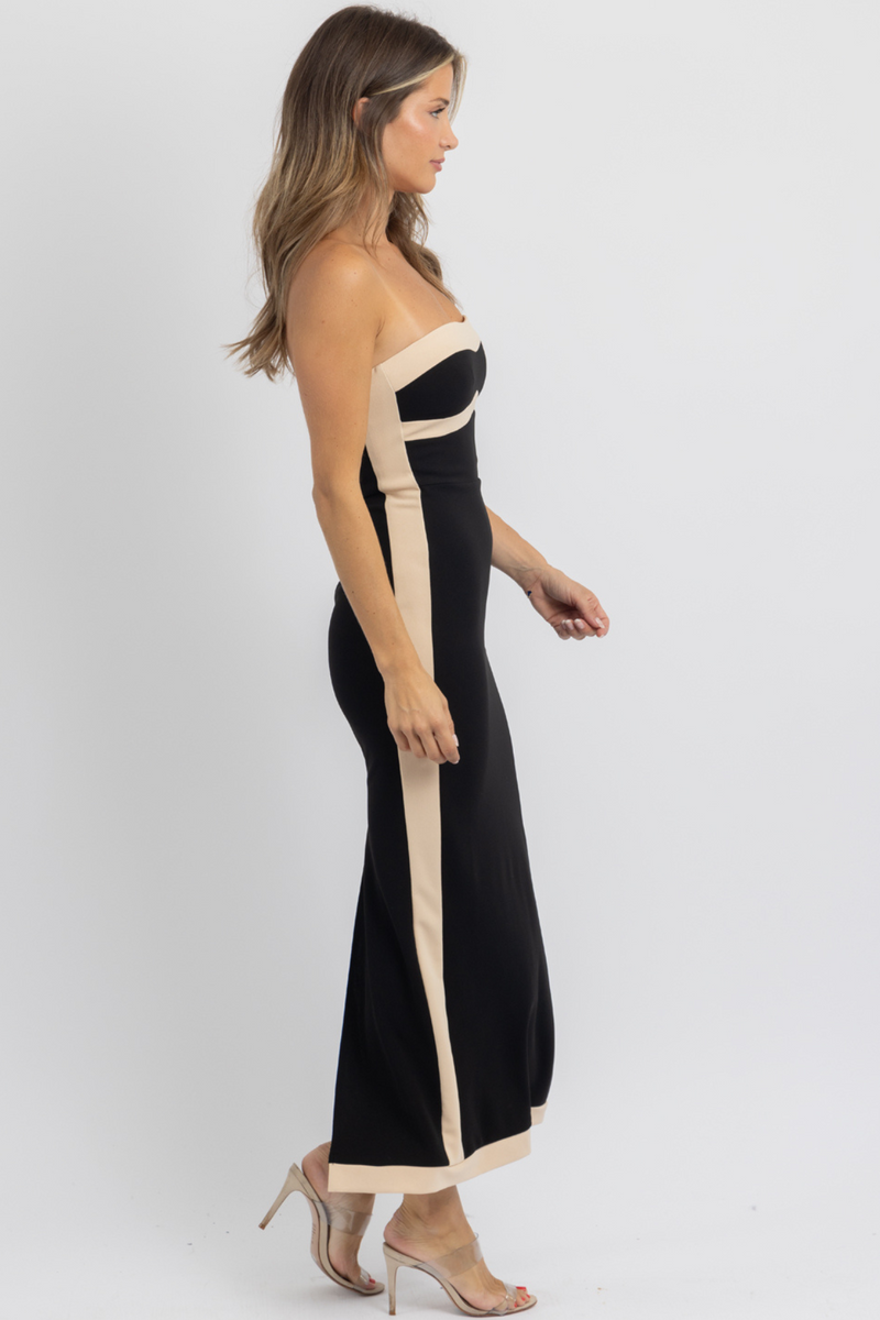 CLIO CONTRAST STRAPLESS DRESS *BACK IN STOCK*