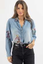 DENIM 60'S COWGIRL MOTIF BLOUSE