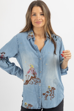 DENIM 60'S COWGIRL MOTIF BLOUSE