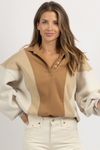 COZY CAMEL COLORBLOCKED PULLOVER