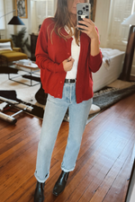 COZY UP RED CARDIGAN