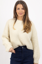 STAPLE IVORY FUZZY SWEATER