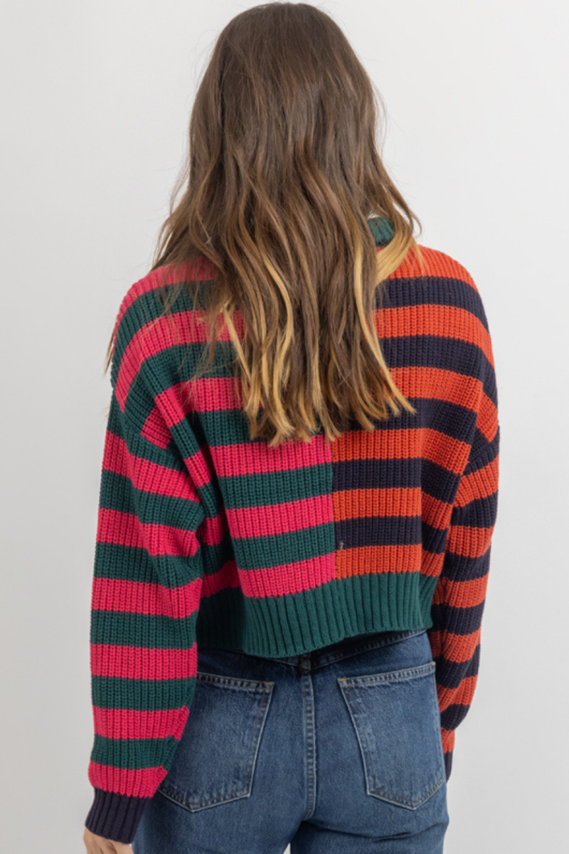 VENICE MULTISTRIPE ZIP SWEATER