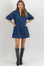 INDIGO DENIM MINI DRESS