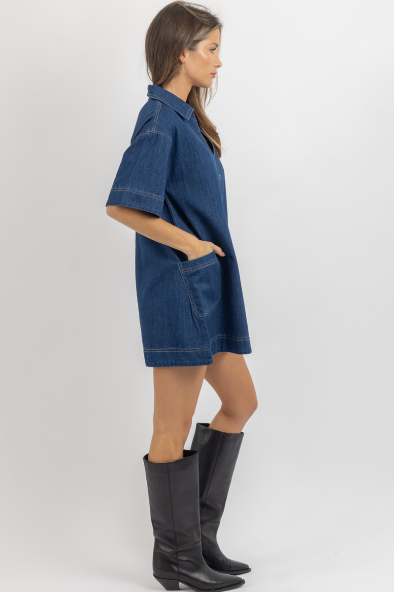 INDIGO DENIM MINI DRESS