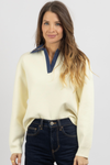 LUCI DENIM COLLAR SWEATER
