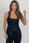 ELLEN DENIM BUTTON TOP