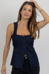 ELLEN DENIM BUTTON TOP