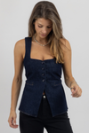 ELLEN DENIM BUTTON TOP