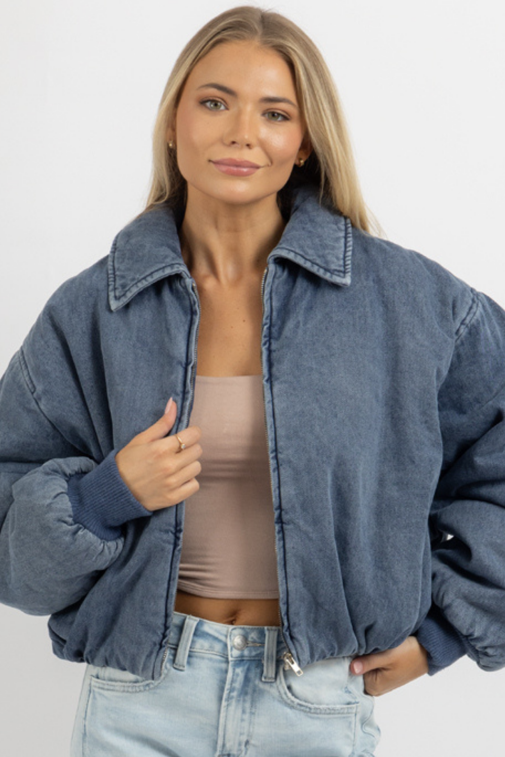 KARINA DENIM BOMBER JACKET