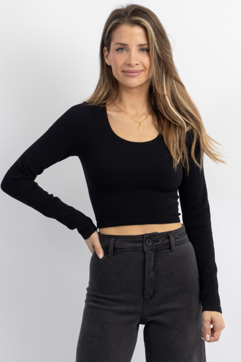 DOUBLE LOVE BLACK LINED TOP *BACK IN STOCK*