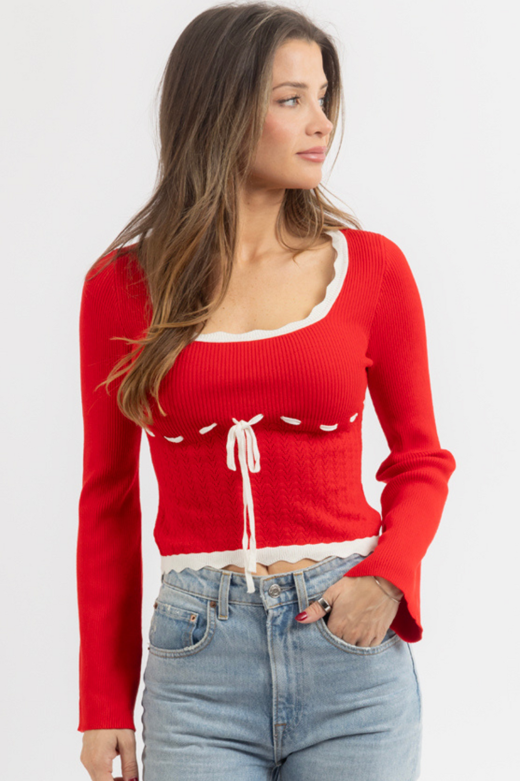 DYLAN SWEETHEART KNIT TOP