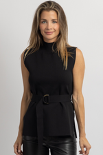 EAST END BLACK BELTED SWEATER TANK