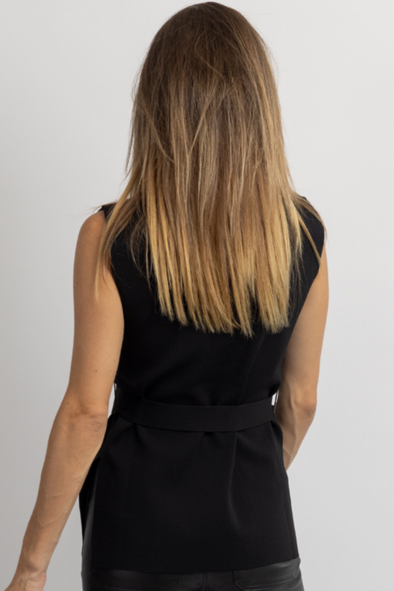 EAST END BLACK BELTED SWEATER TANK