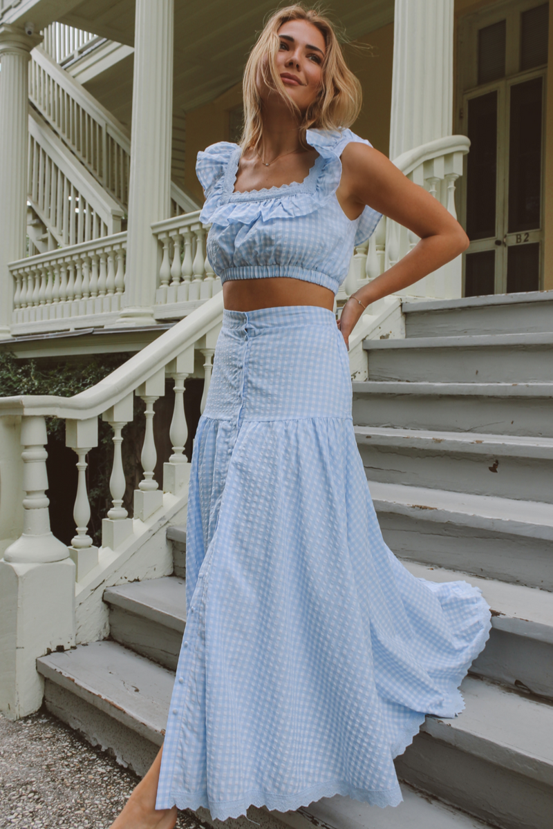 EAST SIDE RUFFLED MIDI SKIRT SET – L'ABEYE EAST SIDE RUFFLED MIDI SKIRT SET – L'ABEYE