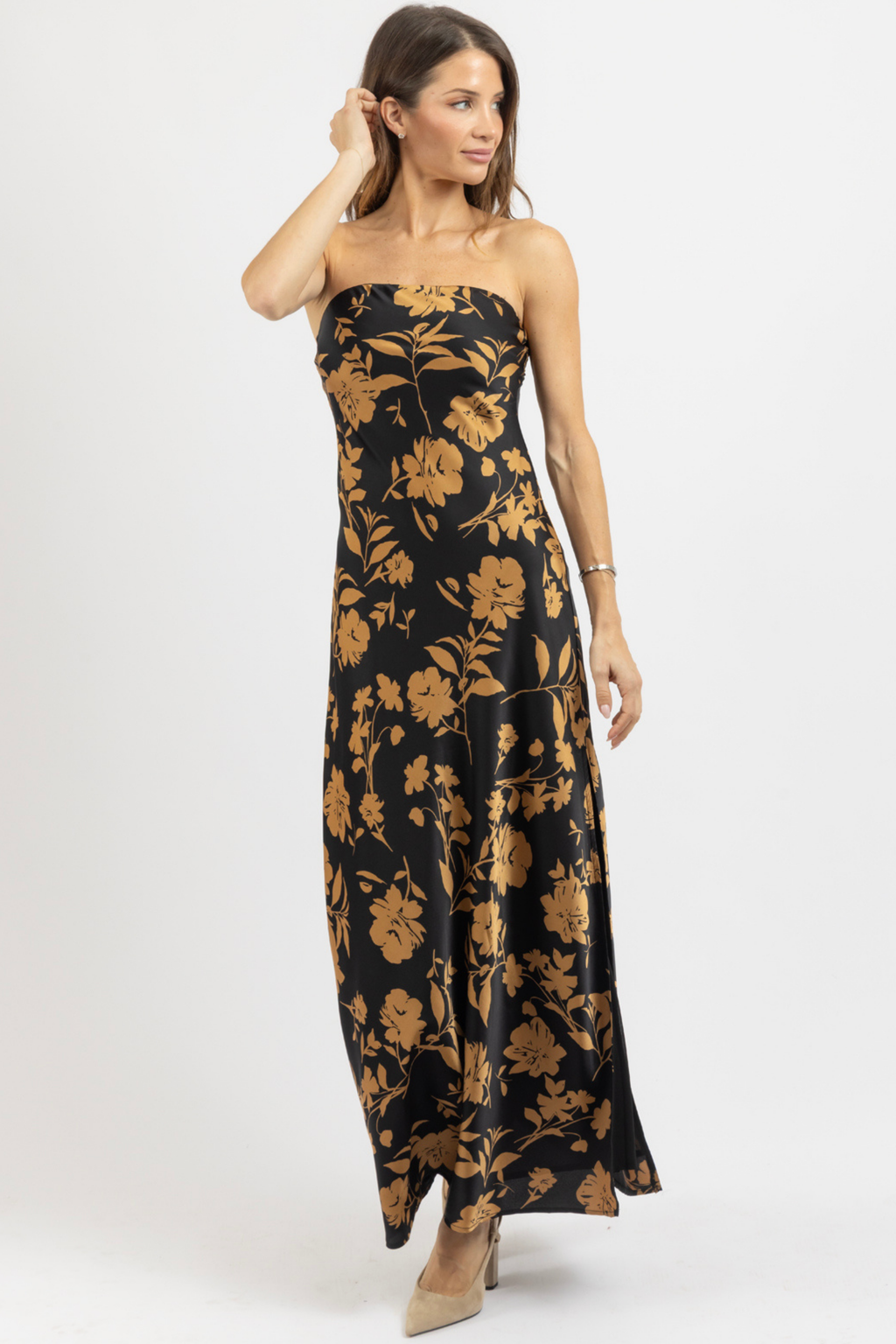 ECLIPSED GOLD MAXI DRESS